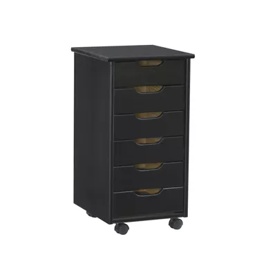 image of Carlisle Black Six Drawer Rolling Storage Cart Black with sku:lfxs1097-linon