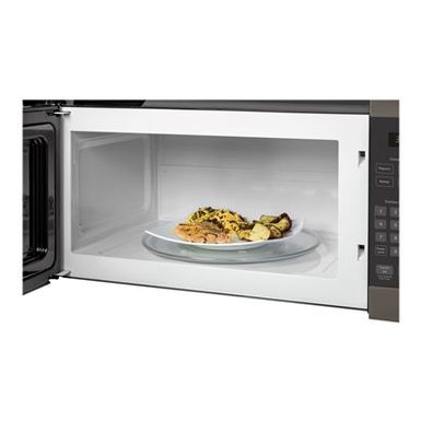 image of GE 1.6 Cu. Ft. Slate Over-the-Range Microwave Oven with sku:jvm3160efes-electronicexpress