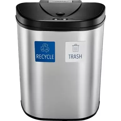 image of Insignia™ - 18 Gal. Automatic Trash Can with Recycle and Waste Divider - Stainless steel with sku:bb21539829-bestbuy