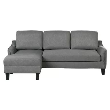 OSP Home Furnishings -Lester Sofa w/Chaise & Twin Sleeper -Black legs -Grey