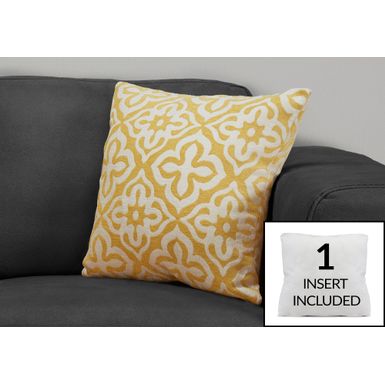 image of Pillows/ 18 X 18 Square/ Insert Included/ decorative Throw/ Accent/ Sofa/ Couch/ Bedroom/ Polyester/ Hypoallergenic/ Yellow/ Modern with sku:i9218-monarch
