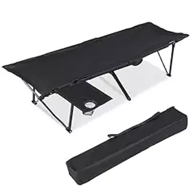 image of YSSOA Folding Camping Cot with Storage Bag for Adults, Portable and Lightweight Sleeping Bed for Outdoor Traveling, Hiking, Easy to Set up (Color: Black), 1 Pack with sku:b0cz3pntxl-amazon