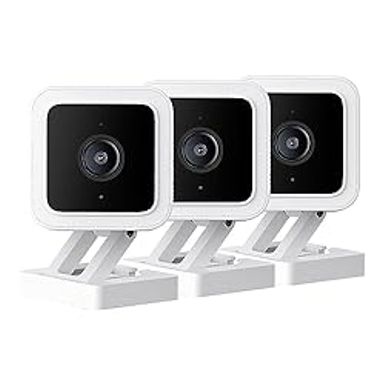 image of Wyze Cam v3 with Color Night Vision, Wired 1080p HD Indoor/Outdoor Security Camera, 2-Way Audio, Works with Alexa, Google Assistant, and IFTTT, 3-Pack with sku:b0cgmm8qjs-amazon