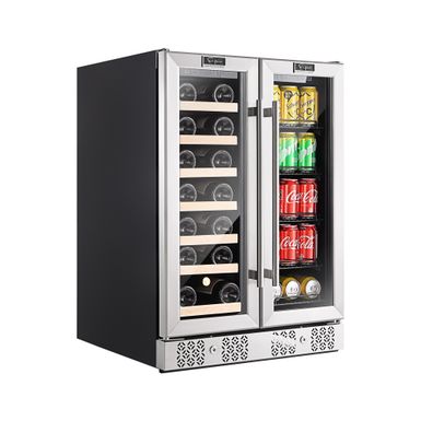 image of 24 in. 78-Can and 20-Bottle Beverage and Wine Cooler Refrigerator - Stainless Steel with sku:xt984bvggcxdfppkvbjheastd8mu7mbs-overstock
