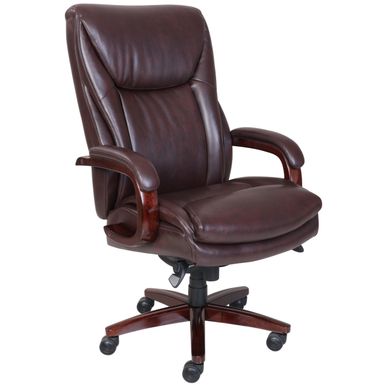 image of La-Z-Boy Big and Tall Edmonton Chestnut Brown Bonded Leather Executive Office Chair with ComfortCore with sku:bb22225498-bestbuy