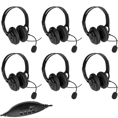 image of Adorama LX-USB05 USB Wired Headset with Microphone 6- Pack with sku:hahslxusb056-adorama