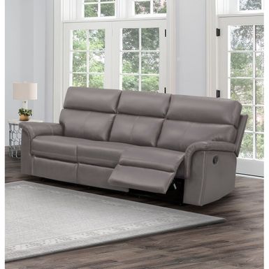 image of Abbyson Wellington Top Grain Leather Reclining Sofa - Grey with sku:czyqq3cf2apzc-9n46qqsqstd8mu7mbs-abb-ovr