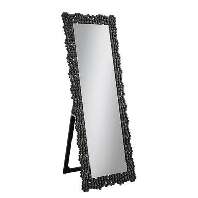 image of Textural Frame Cheval Floor Mirror Silver and Smoky Grey with sku:961422-coaster