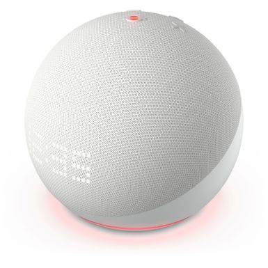 Alt View Zoom 1. Amazon - Echo Dot with Clock (5th Gen, 2022 Release) Smart Speaker with Alexa - Glacier White