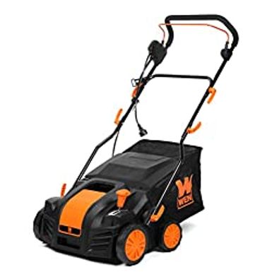 image of WEN DT1516 16-Inch 15-Amp 2-in-1 Electric Dethatcher and Scarifier with Collection Bag, Black with sku:b0bfc35xdv-amazon