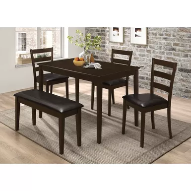 image of Taraval 5-piece Dining Set with Bench Cappuccino and Dark Brown with sku:150232-coaster