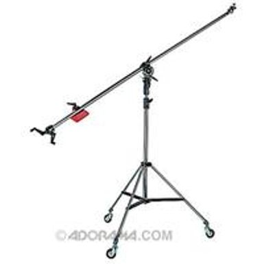 image of Manfrotto 025BS Super Boom Arm with Pivoting Clamp 123, Counter Weight 022, Cable Clips and Cine Stand 008 with Casters, Black Anodized with sku:b001gcunda-man-amz