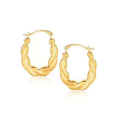 image of 10k Yellow Gold Oval Twist Hoop Earrings with sku:d186775-rcj