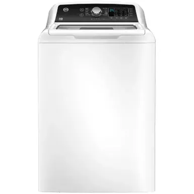 image of GE - 4.5 cu ft Top Load Washer with Water Level Control, Deep Fill, Quick Wash, and Glass Lid - White with Matte Black with sku:bb22063886-bestbuy