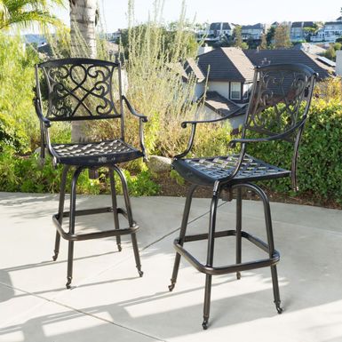 image of Santa Maria Bar Stool (Set of 2) by Christopher Knight Home - Bronze with sku:7tiphfcjeqbhwj3ycvre1w-bes-ovr