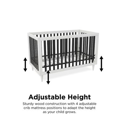 Little Seeds Rowan Valley Flint 3-in-1 Crib - White/Black with Wood Legs