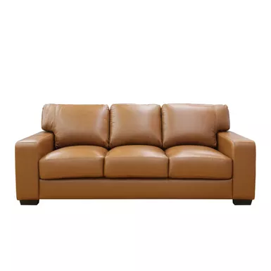 image of Bordeaux 88 in. Tan Leather Match 3-Seater Sofa with Large Track Arms with sku:51973-primo