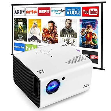image of Portable Projector, SWZA Full 1080P HD Movie Video Projector, 120" Display ,Mini Projector with Built-in HiFi Sound Speaker for Home Theater with sku:b08kgmtd2y-swz-amz