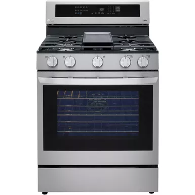 LG - 5.8 Cu. Ft. Smart Freestanding Gas True Convection Range with EasyClean and InstaView - Stainless Steel