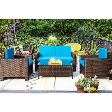 Rent to own Homall Rattan Steel PE Rattan 4 piece Outdoor Patio