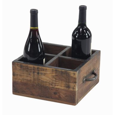 image of Rustic 5 x 10 Inch Rectangular Brown Wood Four-Bottle Wine Holder - Brown with sku:xfx_as3noaj9krzrgoy1xqstd8mu7mbs-overstock