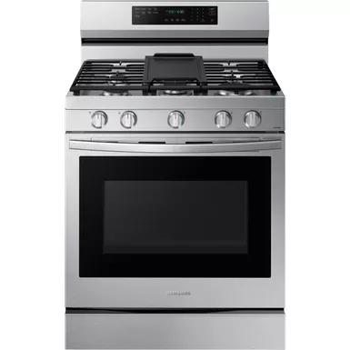 image of Samsung - 6.0 Cu. Ft. Freestanding Gas Convection+ Range with WiFi and No-Preheat Air Fry - Stainless Steel with sku:bb21695097-bestbuy