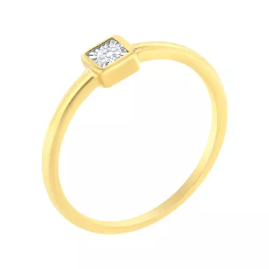 14K Yellow Gold Plated .925 Sterling Silver Miracle Set Diamond Cushion Promise Ring (J-K Color, I1-I2 Clarity) - Choice of size