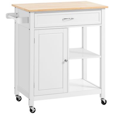 HOMCOM Rolling Kitchen Island with Stainless Steel Top Utility Portable  Multi-Storage Cart on Wheels, Grey