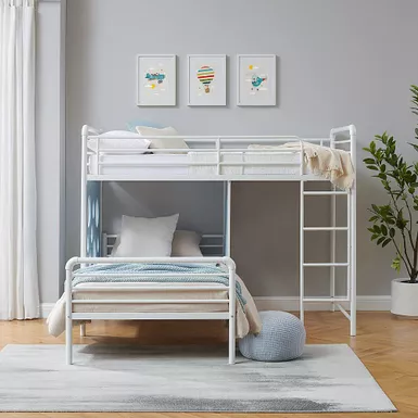 Walker Edison - Modern L-Shape Twin Bunk Bed - White