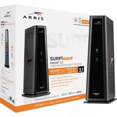 image of ARRIS - SURFboard DOCSIS 3.1 Cable Modem & Dual-Band Wi-Fi Router for Xfinity and Cox service tiers - Black with sku:bb21208027-bestbuy