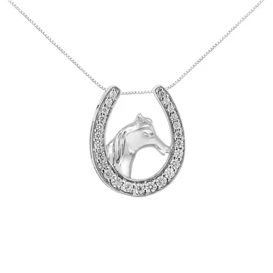 Sterling-Silver 1/4ct TDW Diamond U Shape Pendant Necklace (I-J, I3-Promo)