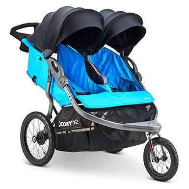 image of Joovy Zoom X2 Double Jogging Stroller, Double Stroller, Extra Large Air Filled Tires, Glacier with sku:b07yd3vnmw-amazon