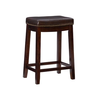 image of Ansley Backless Upholstered Counter Stool Brown with sku:lfxs1802-linon