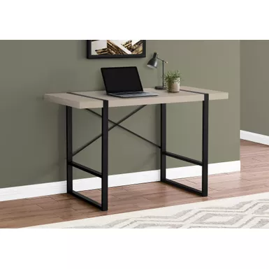 Computer Desk/ Home Office/ Laptop/ 48"L/ Work/ Metal/ Laminate/ Beige/ Black/ Contemporary/ Modern