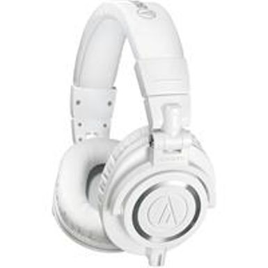 image of Audio-Technica ATH-M50x Professional Monitor Headphones, with 9.8' Interchangeable Coiled and Straight Cables, White with sku:atathm50xwh-adorama