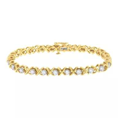 10K Yellow Gold Plated Sterling Silver 1ct TDW Diamond Link Bracelet (J-K, I1-I2)