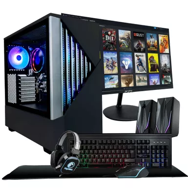 image of Periphio Reaper Gaming PC Computer ,  AMD Ryzen 5 5600G ,  Radeon Vega 7 Graphics ,  1TB Solid State (SSD) ,  16GB DDR4 RAM ,  Windows 11 ,  RGB Battlestation Gaming Bundle with sku:per-0000267-bttlsttn-btg