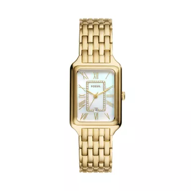 image of Fossil - Ladies' Raquel Gold-Tone Stainless Steel Rectangular Watch MOP Dial with sku:es5304-powersales