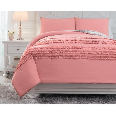 Pink/White/Gray Avaleigh Full Comforter Set