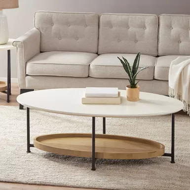 Zadie Oval White Top Coffee Table