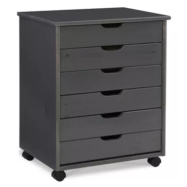 Carlisle Six Drawer Wide Roll Cart Grey