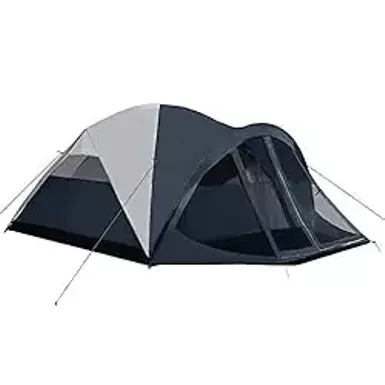 image of Pacific Pass 6 Person Dome Tent w/ Removable Rain Fly and Screen Room, Water Resistant - Navy/Gray with sku:b07wfnkt7m-amazon