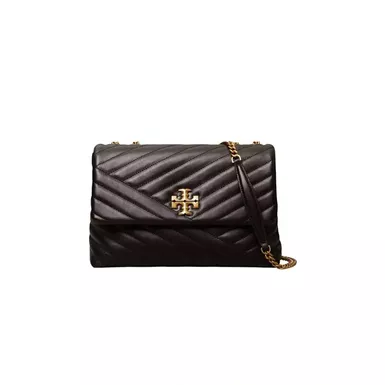 image of Tory Burch Kira Chevron Convertible Shoulder Bag (Black) with sku:90446|black|o/s-corporatesignature