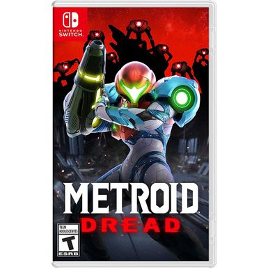 Nintendo Switch 64GB OLED Console with Neon Red and Neon Blue Joy-Con Controllers Bundle with Carry Case & Screen Protection, Metroid...