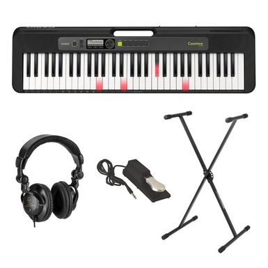 image of Casio LK-S250 61-Key Digital Piano Style Portable Keyboard with Lighting Key Bundle with Stand, Studio Monitor Headphones, Sustain Pedal with sku:cslks250ak-adorama