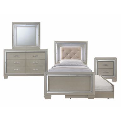 image of Silver Orchid Odette Glamour Youth Twin Platform w/ Trundle 4-piece Bedroom Set - Champagne - Twin with sku:ljvvyksvzz7vkqngf7xfgwstd8mu7mbs-overstock