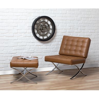Alt View Zoom 15. Studio Designs Home Attrium Modern Blended Leather Accent Chair - Caramel Light Brown