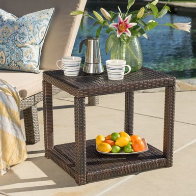 image of Boracay Outdoor Square Wicker Accent Table by Christopher Knight Home - Multi-Brown with sku:qvt0phyxgikpo44leur60wstd8mu7mbs-chr-ovr