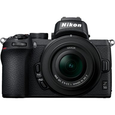 Front Zoom. Nikon - Z50 Mirrorless 4K Video Camera with NIKKOR Z DX 16-50mm f/3.5-6.3 VR Lens - Black