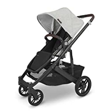 image of Cruz V2 Stroller -Anthony (White and Grey Chenille/Carbon/Chestnut Leather) with sku:b0b787dhy9-upp-amz